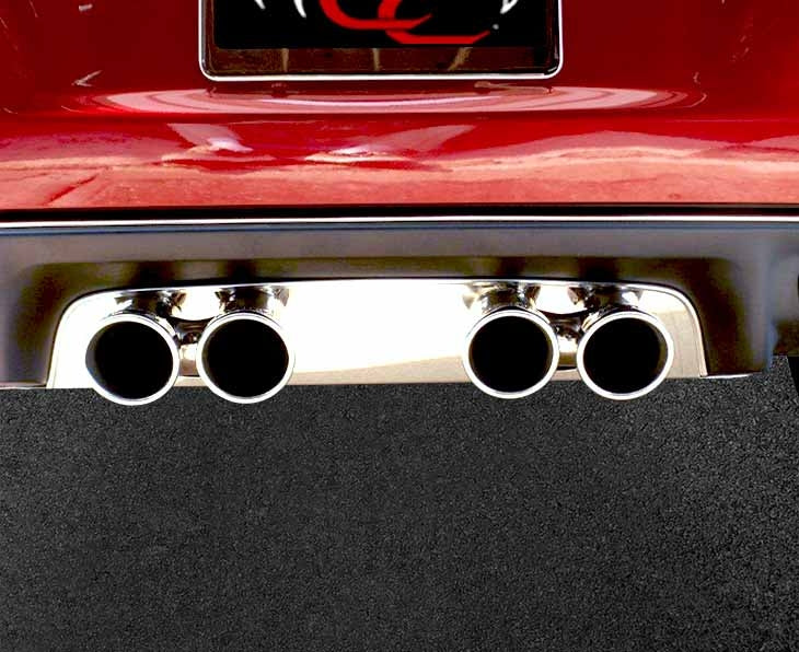 C6 Corvette Exhaust Filler Panel Polished Stainless Steel - Flowmaster Quad Tips