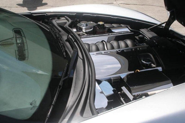C6 Corvette Fuel Rail Covers Polished with "CORVETTE" Script-2008-2013