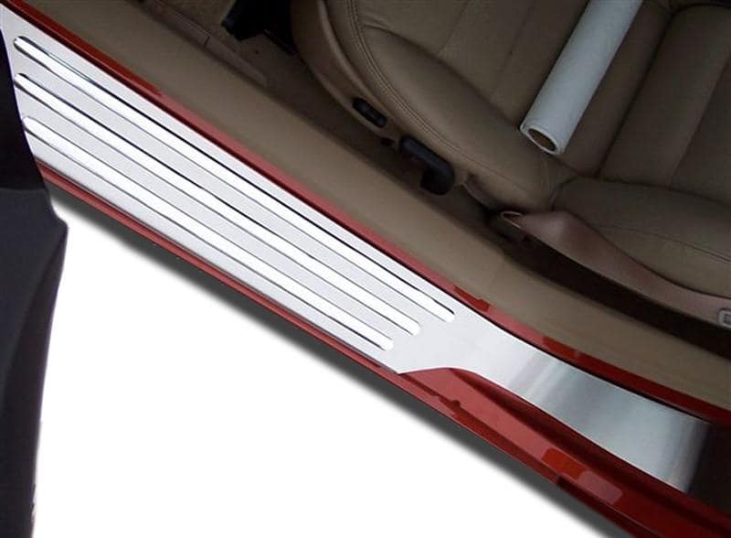 C6 Corvette Full Outer Doorsills Brushed Stainless Steel w/ Chrome Ribs