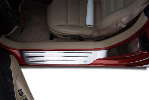 C6 Corvette Full Outer Doorsills Brushed Stainless Steel w/ Chrome Ribs