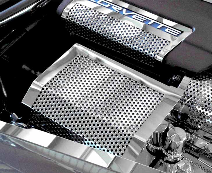 C6 Corvette Fuse Box Cover - 2005-2013 Polished Perforated Stainless Steel