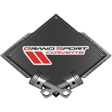 c6-corvette-grand-sport-black-diamond-cross-pistons-steel-sign