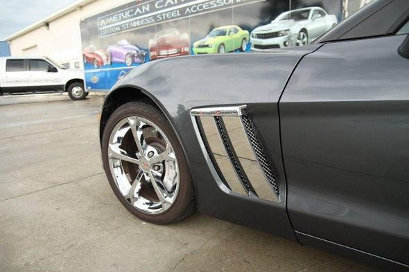 C6 Corvette Grand Sport Fender Trim Plates 4Pc Polished 2010-2013