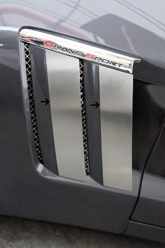 C6 Corvette Grand Sport Fender Trim Plates - Brushed Stainless Steel