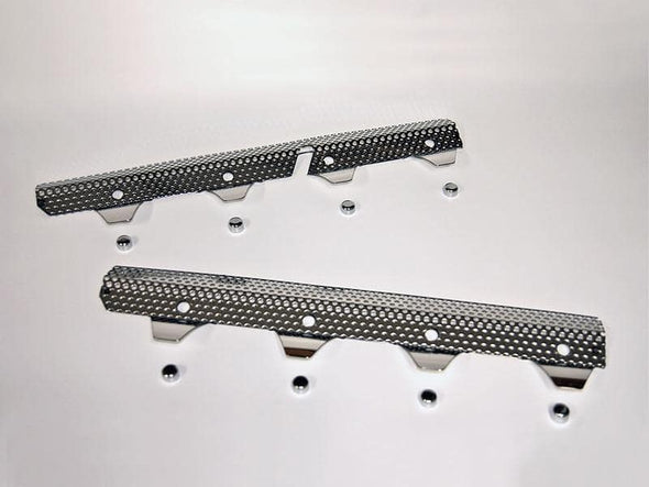 C6 Corvette Header Guards - 2005-2013 2Pc Polished Perforated Stainless Steel