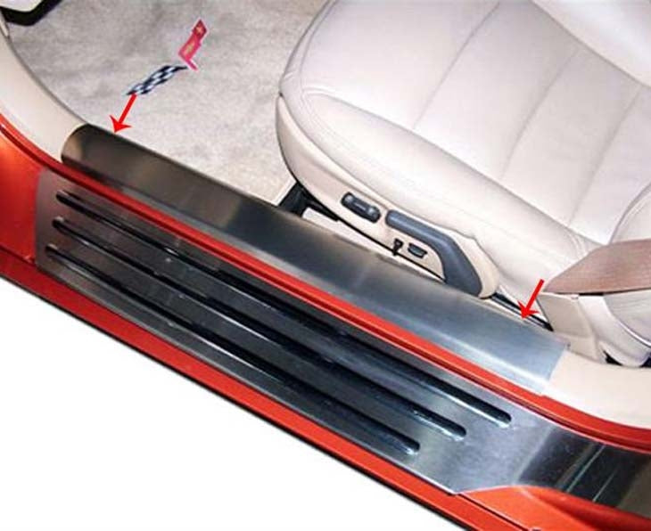 C6 Corvette Inner Doorsills Brushed Stainless Steel