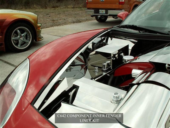 C6 Corvette Inner Fender Liner Component 8Pc - Polished Stainless Steel