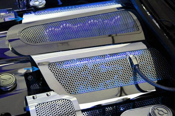 C6 Corvette LED Illuminated Fuel Rails - Perforated Polished Stainless Steel (LS2)