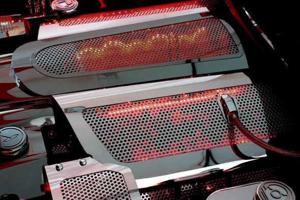 C6 Corvette LED Illuminated Fuel Rails - Perforated Polished Stainless Steel (LS2)