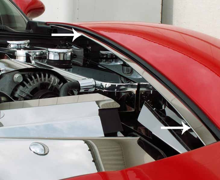 C6 Corvette LED Illuminated Inner Fender Caps - Polished Stainless Steel