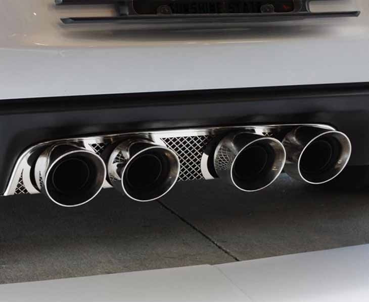 C6 Corvette Laser Mesh Exhaust Filler Panel Polished Stainless Steel - Borla Stinger / Touring Quad Round Tips