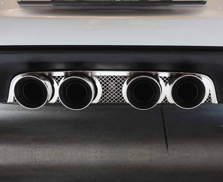 C6 Corvette Laser Mesh Exhaust Filler Panel Polished Stainless Steel - Corsa 4 inch Quad Tips