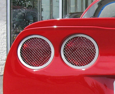 C6 Corvette Laser Mesh Taillight Grilles - Polished Stainless Steel