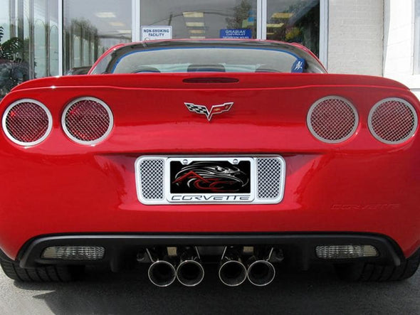C6 Corvette Laser Mesh Taillight Grilles - Polished Stainless Steel