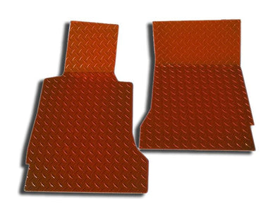 C6 Corvette Orange Diamond Plate Floor Mats - Polished Aluminum