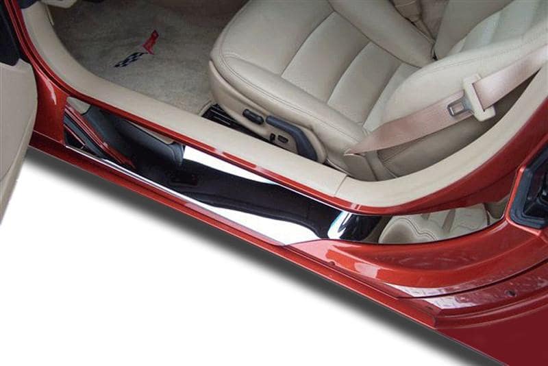 C6 Corvette Outer Doorsills Polished Stainless Steel Plain