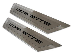 C6 Corvette Outer Doorsills Polished Stainless Steel w/ Carbon Fiber Inlay