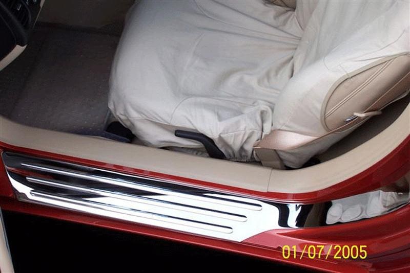 C6 Corvette Outer Doorsills Polished Stainless Steel w/ Chrome Ribs