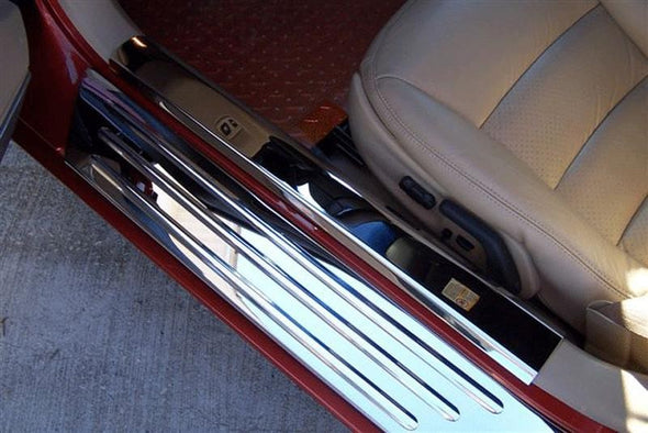 C6 Corvette Outer Doorsills Polished Stainless Steel w/ Chrome Ribs