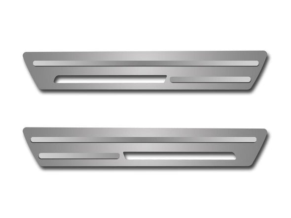 C6 Corvette Outer Doorsills Stock Pad Inserts - Brushed Stainless Steel w/ Chrome Ribs