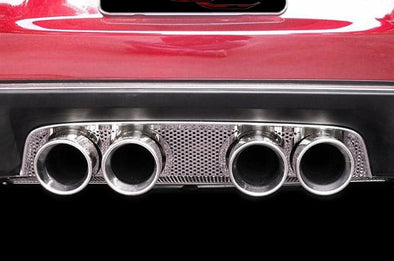 C6 Corvette Perforated Exhaust Filler Panel Polished Stainless Steel - Borla Stinger / Touring Quad Round Tips