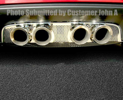 C6 Corvette Perforated Exhaust Filler Panel Polished Stainless Steel - Corsa 3.5 inch Quad Tips