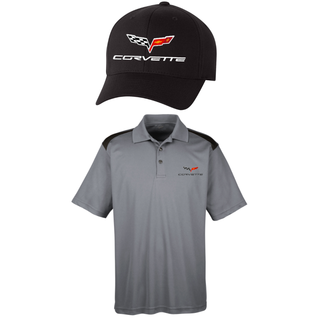 C6 Corvette Polo Shirt and Hat Bundle