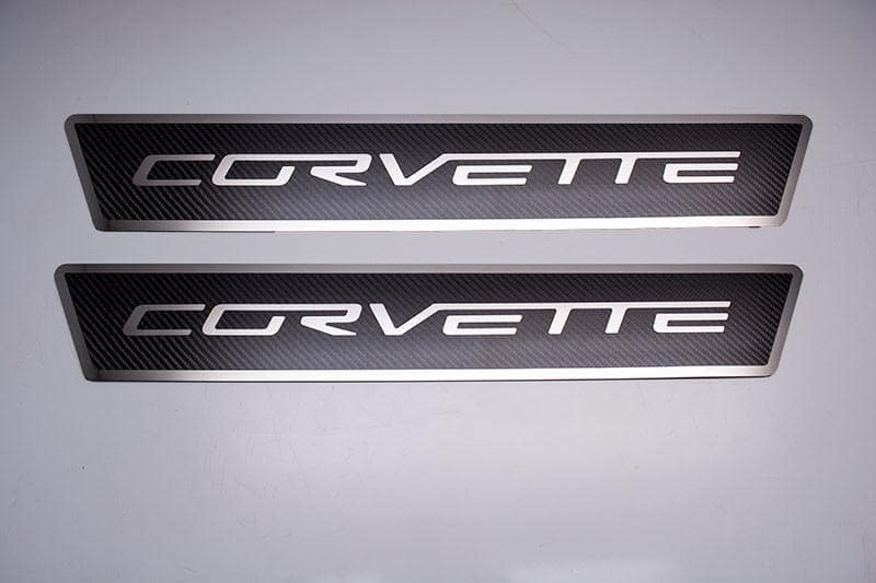 C6 Corvette Script Outer Door Sills Carbon Fiber