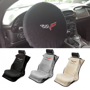 C6 Corvette Seat Towel / Seat Cover + Steering Wheel Cover Bundle