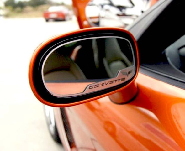 C6 Corvette | Side View Mirror Trim | 2 pc | Crossed Flags