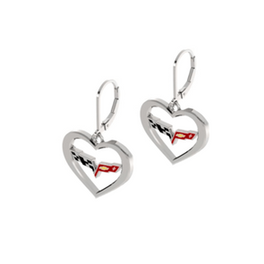 C6 Corvette Sterling Silver Heart Earrings