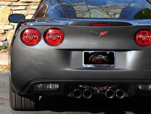 C6 Corvette | Taillight Covers | Polished | Tribal Skull | 4 pc | 2005-2013