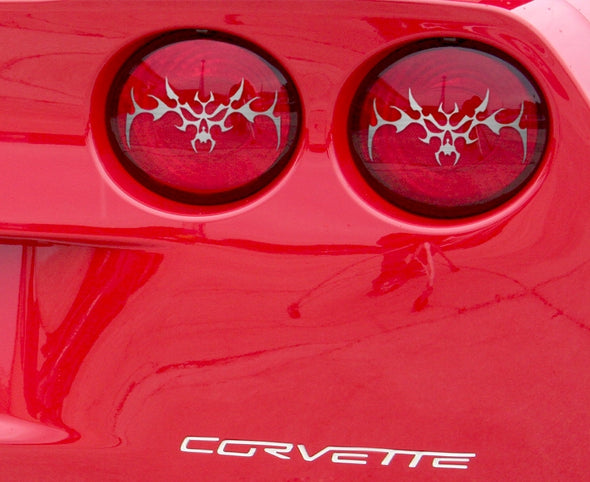 C6 Corvette | Taillight Covers | Polished | Tribal Skull | 4 pc | 2005-2013