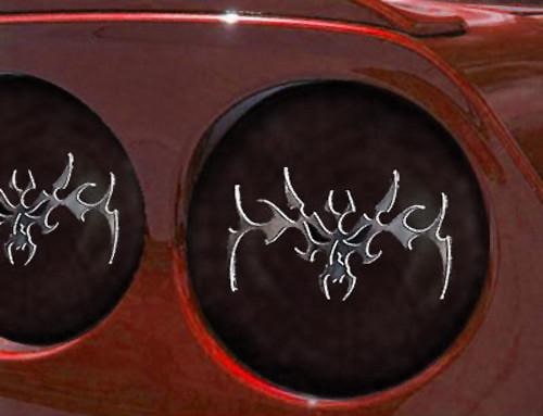 C6 Corvette Taillight Covers w/ Blackout Kit - Polished Tribal Skull | 8 Pc Kit