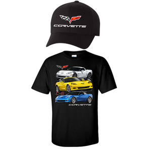 C6 Corvette Trio T-Shirt and Hat Bundle