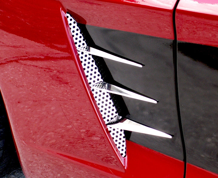 C6 Corvette Vent Spears w/ Perforated Vent - 8Pc Polished Stainless Steel