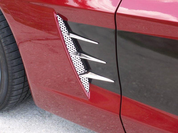 C6 Corvette Vent Spears w/ Perforated Vent - 8Pc Polished Stainless Steel