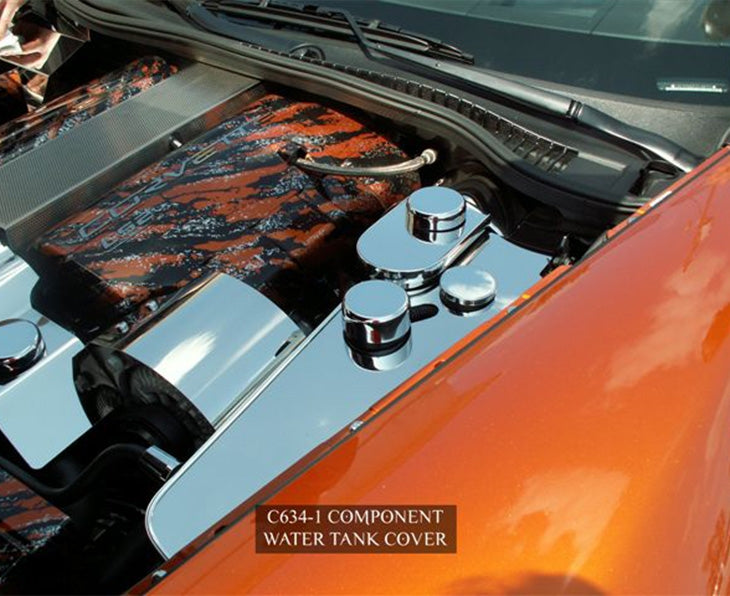 C6 Corvette Water Tank Cover - 2005-2013 Polished Stainless Steel (Manual)