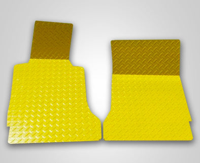 C6 Corvette Yellow Diamond Plate Floor Mats - Polished Aluminum