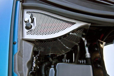 C6 Corvette Z06 and Grand Sport Dry Sump Oil Tank Cover - Perforated Polished Stainless Steel