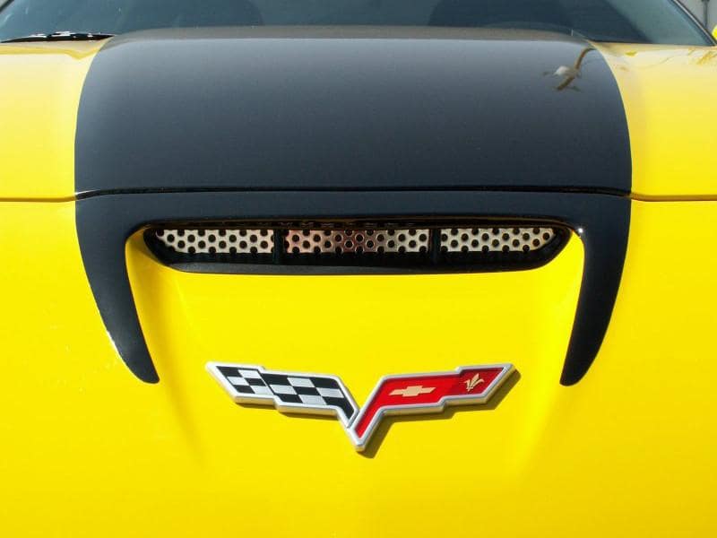 C6 Corvette Z06 / Grand Sport / ZR1 Perforated Hood Vent Grilles - Polished Stainless Steel