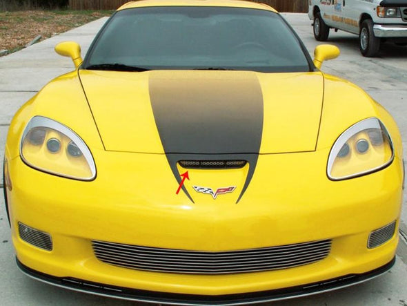 C6 Corvette Z06 / Grand Sport / ZR1 Perforated Hood Vent Grilles - Polished Stainless Steel