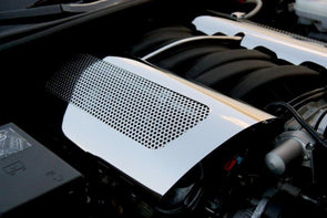 C6 Corvette Z06 LS7 Fuel Rail Covers - Replacement Style Polished Perforated Stainless Steel