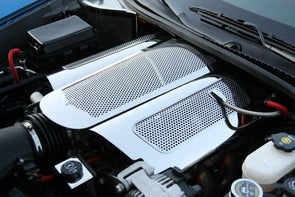 C6 Corvette Z06 LS7 Plenum Cover - Low Profile Polished Perforated Stainless Steel