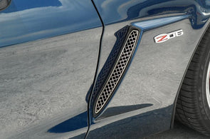 C6 Corvette Z06 Side Vent Grilles - 2Pc Laser Mesh Polished Stainless Steel