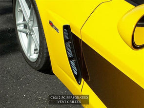 C6 Corvette Z06 Side Vent Grilles - 2Pc Perforated Polished Stainless Steel