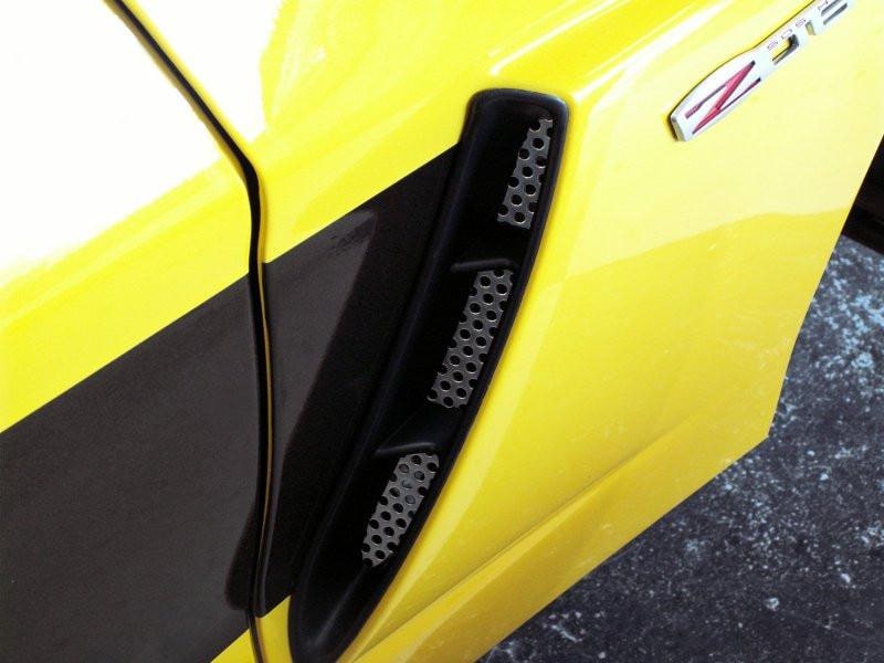 C6 Corvette Z06 Side Vent Grilles - 2Pc Perforated Polished Stainless Steel