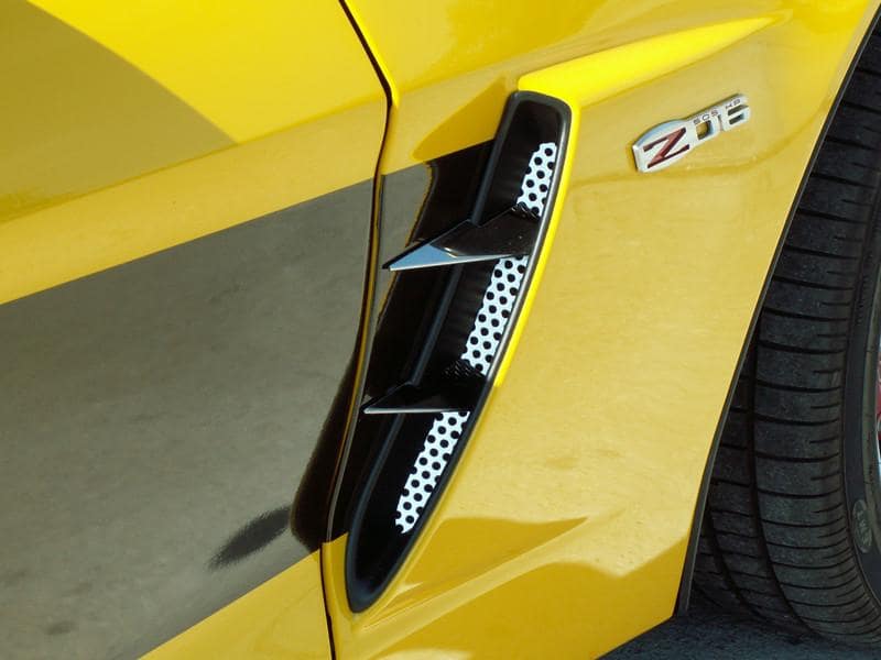 C6 Corvette Z06 Vent Spears w/ Perforated Vents - 6Pc Polished Stainless Steel