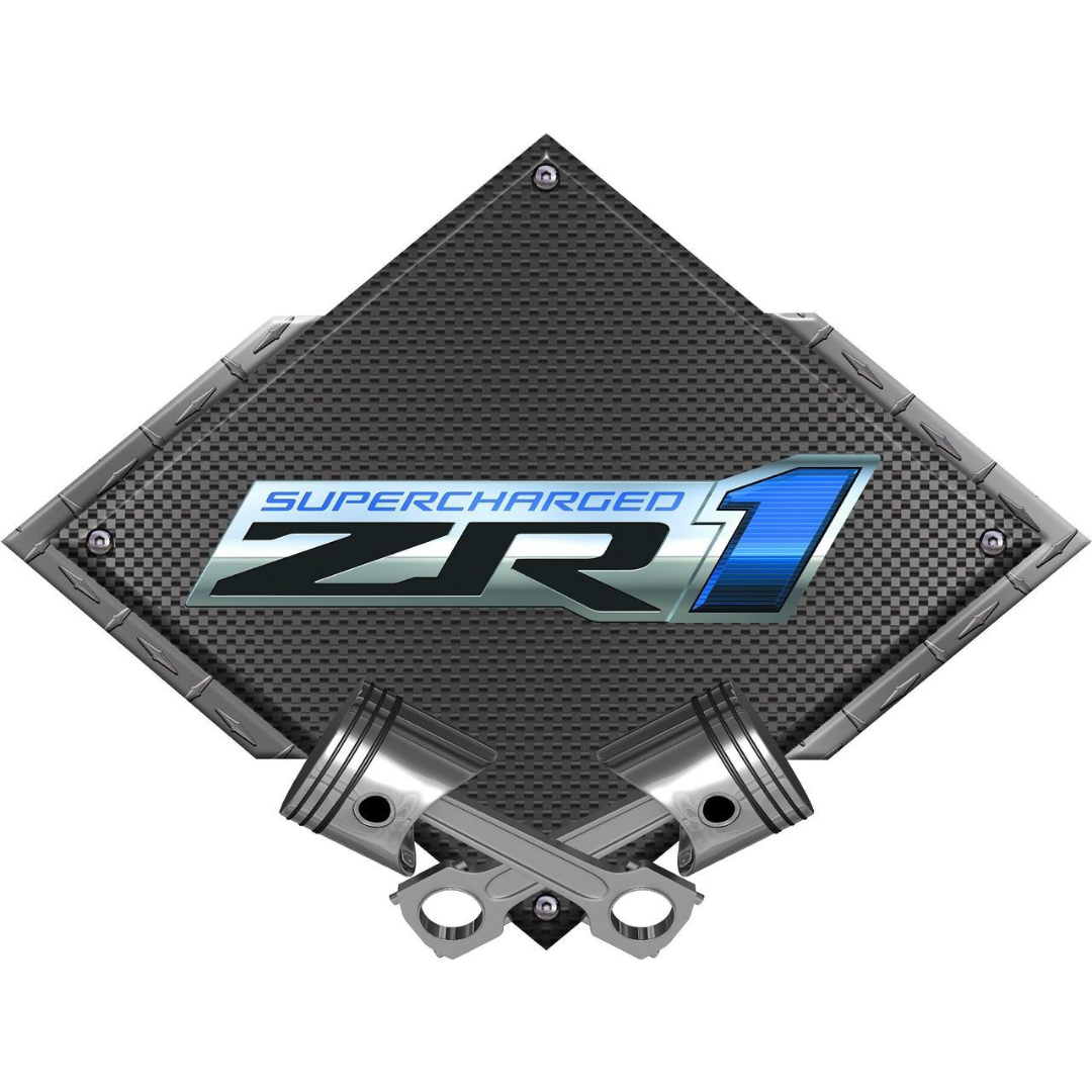 C6 Corvette Diamond Cross Pistons Steel Sign | Corvette Store Online
