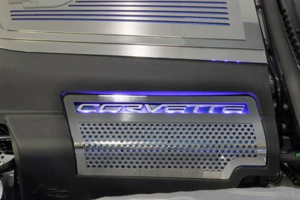 C6 Corvette ZR1 Illuminated Engine Shroud w/ Stainless Steel Inserts